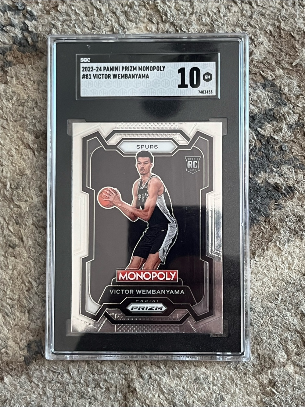 Panini Prizm Monopoly Victor Wembanyama Rookie Card Graded Gem Mint 10